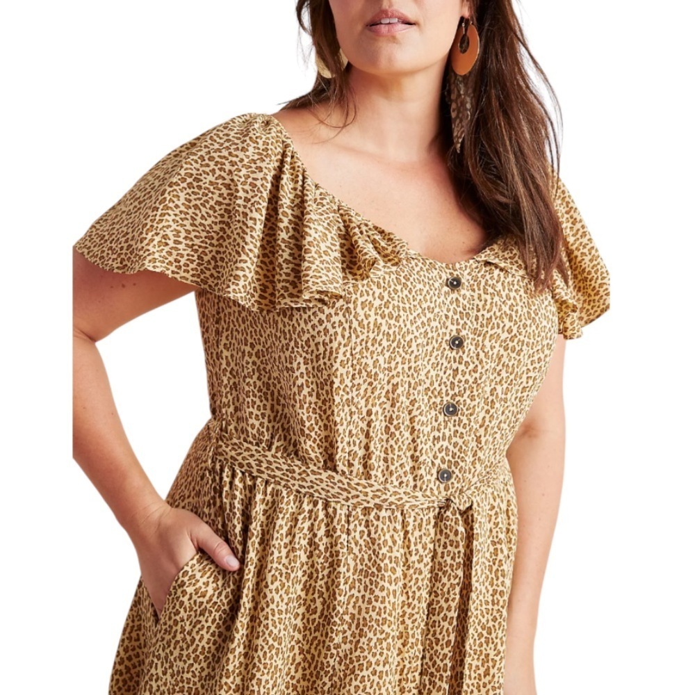 ANTHROPOLOGIE Women’s Bolano Leopard Print Midi Dress - Picture 4 of 16